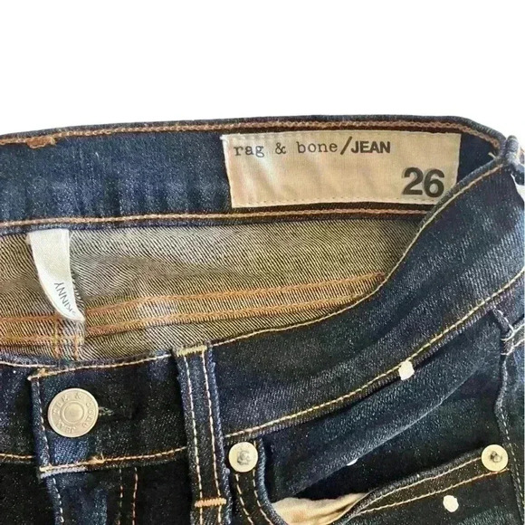 Rag and Bone “Paint Splatter” Skinny Jeans Dark Wash - Picture 5 of 10